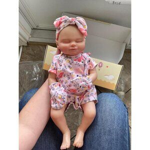 🆕17inch Full Body Silicone Newborn Baby Dolls Sweet Smile Doll Pink Girl Skylar